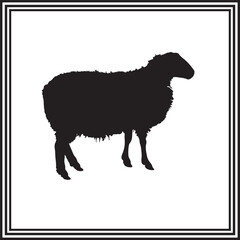 Vector Sheep silhouette on white background, animal silhouette.
