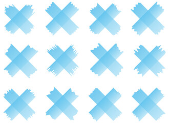 Set of blue semi-transparent washi tapes isolated on white. Washi tapes collection in vector. Pieces of decorative tape for scrapbooks. Torn paper. Gradient