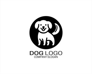 Dog lines outline Logo Design Icon Symbol Vector Illustration.