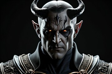 a lord of darkness and evil with very smooth facial features, light, realistic, detailed, detailed