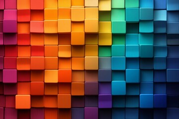 Pixel art abstract design of colorful squares and rectangles in a retro 8-bit style