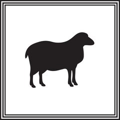 Sheep vector black silhouette. WIldlife animal illustration