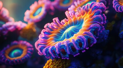 Obraz premium Colorful colonies of Zoanthid polyps creating a vibrant living decoration for aquarium tanks