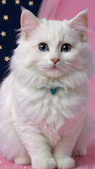 Fototapeta premium White Cat with Blue Eyes and Heart Collar Phone Case Design