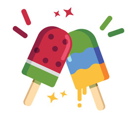 Refreshing Colorful Ice Cream icons. Vector illustration.
