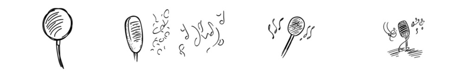 Obraz premium Illustration with black and white style of MIC Doodle art.