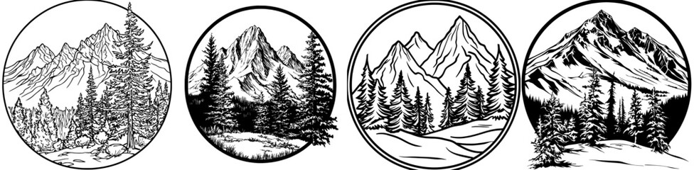 Obraz premium An ideal illustration for a T-shirt graphics - Mountain Range - High Quality Modern Logo