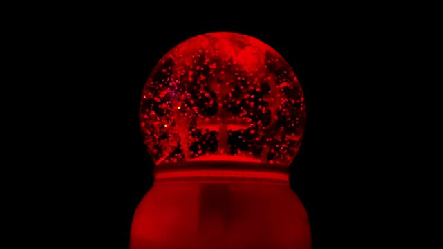 Magic Colorfull Crystal Snow Ball with Snowflakes and a Ballerina Dancer Girl Figure and Glowing Light Show. Decorative Christmas Night Light Changes Colors and Spinning Snow Flakes.