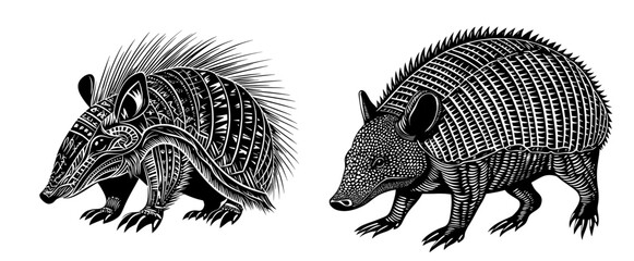 Obraz premium A logo designed with intricate noir armadillos