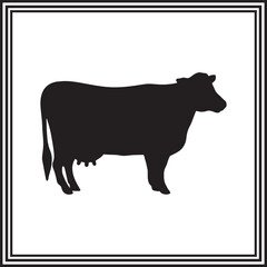 Cow icon isolated vector, silhouette of wild animal.