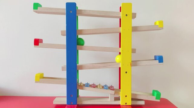 Educational Wooden Ball Track Toy for Children. Multicolored Balls Slide and Produce Xylophone Music. Kids, Boys and Girls Learn and Play to Develop Motor Skills, Concentration and &Alpha;ttention