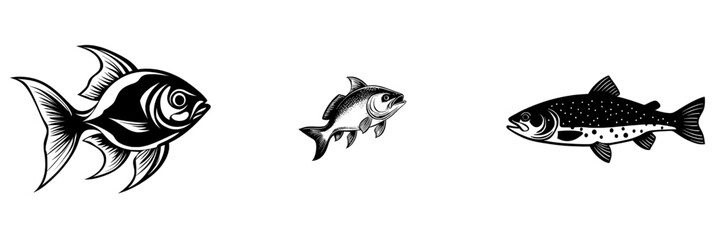Fishing iconset featuring salmon modern icon illustration.