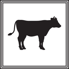 Black cow silhouette vector illustration on white background.