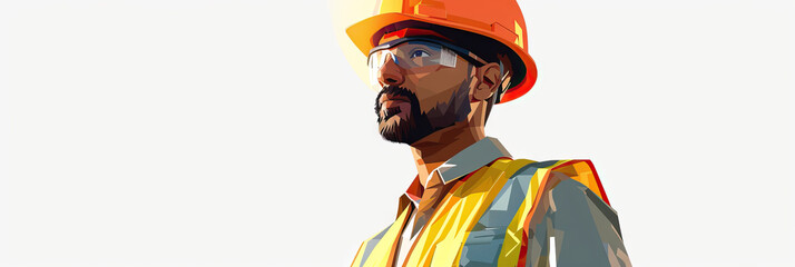 Fototapeta premium Indian Man Engineer in Hard Hat and Safety Vest
