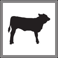 Baby cow silhouette vector illustration on white background.