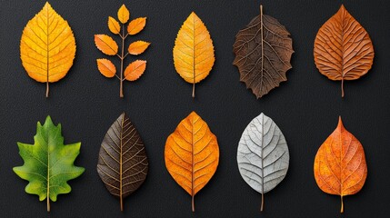 Obraz premium Colorful Autumn Leaves on Dark Background