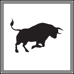 A aggressive bull minimal silhouette illustration