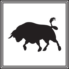 Bull silhouette vector illustration isolated on white background.