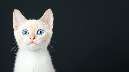 Obraz premium A white cat with blue eyes is staring at the camera
