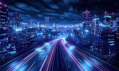 Fototapeta premium 现代化城市道路信息传输快捷科技背景