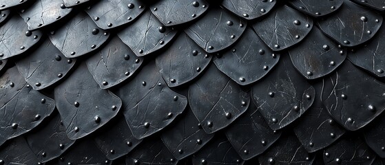 Fototapeta premium Iron armor plates, ancient warfare, close-up texture, 3D illustration