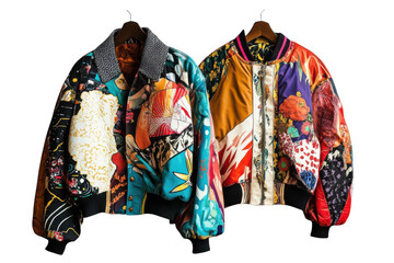 Naklejka premium Jackets With Eccentric Harajuku Prints Isolated On Transparent Background on transparent background