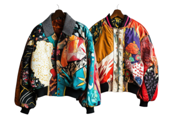 Jackets With Eccentric Harajuku Prints Isolated On Transparent Background on transparent background