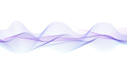 Abstract background with pink, purple, and blue wavy pattern. Blue and purple wave with a white background. Concept technology, digital, music, science. 