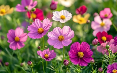 Cosmos flowers in the garden, Cosmos flowers blooming in the garden
