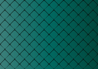 Alambrada con fondo en degradado verde. Fondo de baldosas verdes