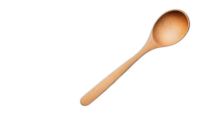 Full body shot. A wooden spoon with a smooth, polished finish, lying diagonally on a calm blue background, 4k resolution, no background, no shadow