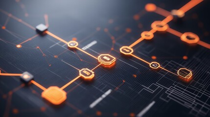 Obraz premium A digital illustration of a network with a padlock icon at the center, representing security and data protection in a digital world.