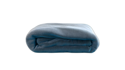 Full body shot. A cozy grey blanket neatly folded, lying flat on a vibrant blue background, 4k resolution, no background, no shadow