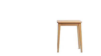 Full body shot. A wooden side table with a sleek, minimalist design, positioned upright on a soft blue background, 4k resolution, no background, no shadow