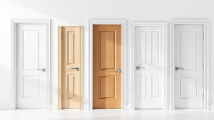 Collection of various white doors on white background, doors, design