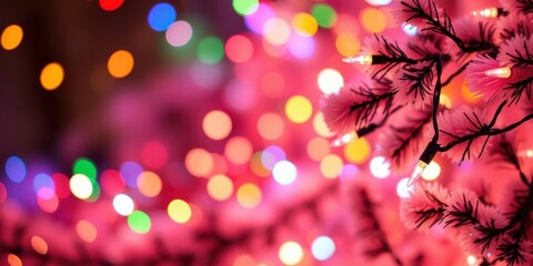 Colorful background of twinkling Christmas lights in various colors and shapes, Christmas, cheerful