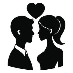 woman and man love silhouette of set vector