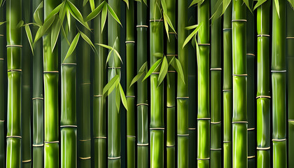 Obraz premium Lush Green Bamboo Forest Background for Tranquil Atmosphere