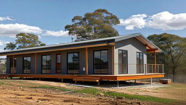 A modular home being p on a remote site demonstrating the versatility and ability to construct homes in rural or hardtoreach locations.