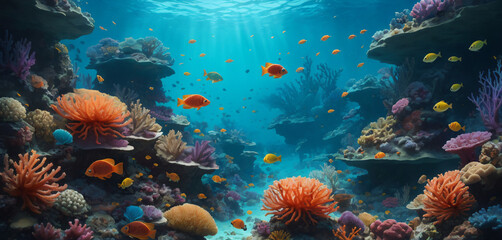 Fototapeta premium underwate corals and fishes