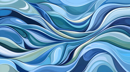 Abstract background with blue and green flowing waves.