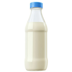Fresh Milk in a Transparent Bottle with Blue Cap