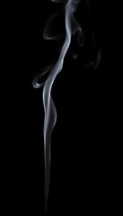 Serene Wisps of Silvery Smoke Against Pure Black Background for Calm Ambience