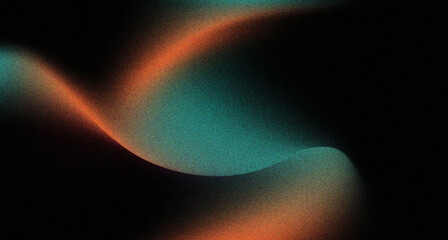 Dark green orange gradient background, grainy gradient luminous color splash wave, abstract noise texture gradient, orange white black wide banner