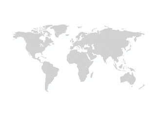 Obraz premium A white world map outlined in grey, showcasing global geography in a minimalist design.