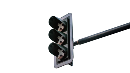 A non-functioning traffic light. Ampel. Symbolic off or stop with XXX symbolism. Isolated on free png background.