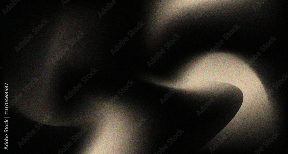 Leinwandbilder light golden glowing abstract color gradient wave shape on black grainy background copy space, minim