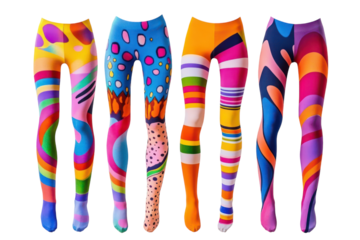 Colorful Patterns On Funky Harajuku Tights Isolated On Transparent Background on transparent background