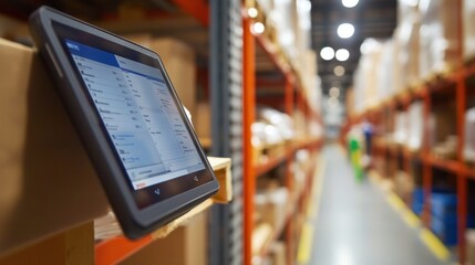 Tablets and digital devices being used by warehouse staff to track real-time inventory and manage tasks