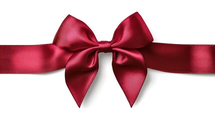 Fototapeta premium red satin ribbon with bow isolated on white background, clipping path